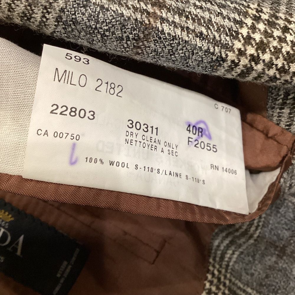 Coppley Sport Coat Blazer REDA Super 110s Wool Milo Brown Gray Plaid Size 40R - Picture 11 of 14